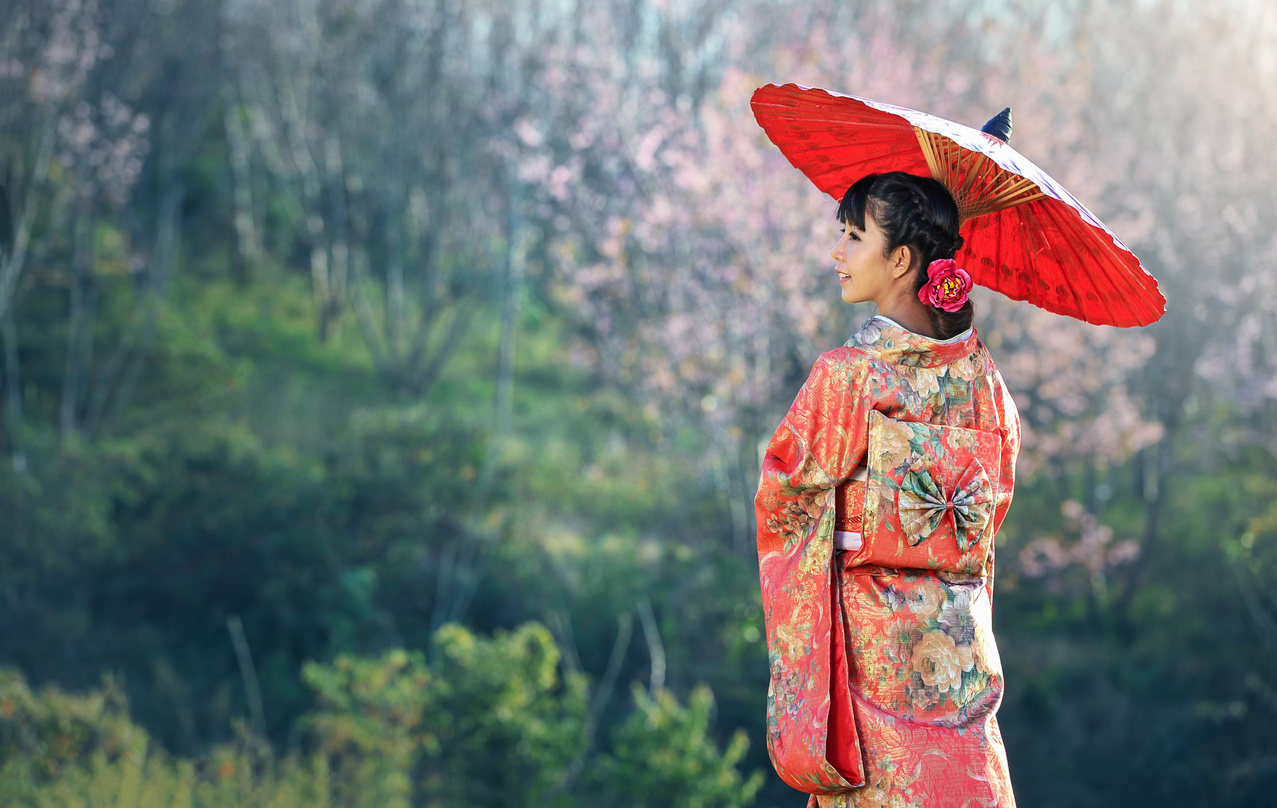 Woman in Traditional Kimono